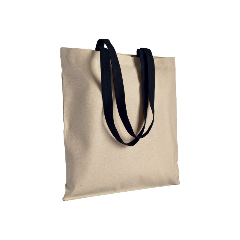 Bolsa de algodón natural (220 g/m2), asas largas de colores