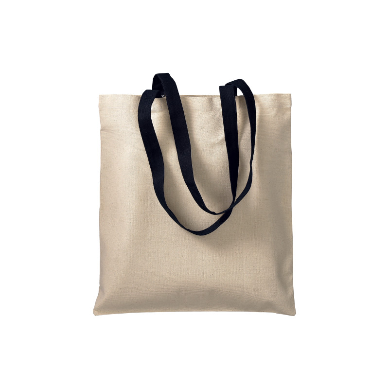 Bolsa de algodón natural (220 g/m2), asas largas de colores
