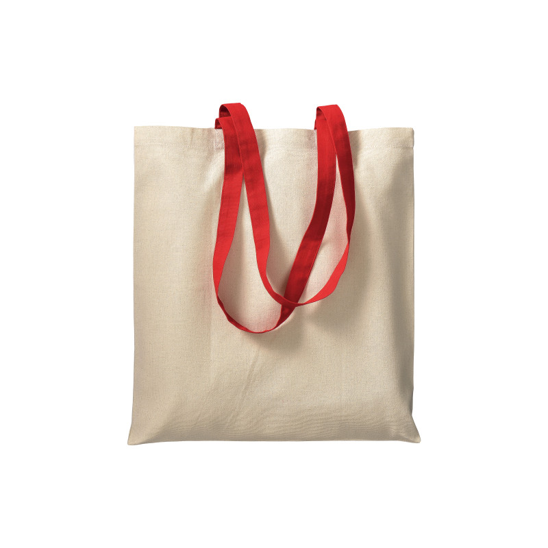 Bolsa de algodón natural (220 g/m2), asas largas de colores