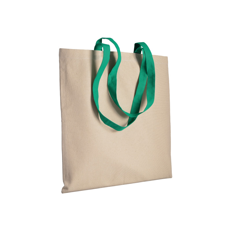 Bolsa de algodón natural (220 g/m2), asas largas de colores