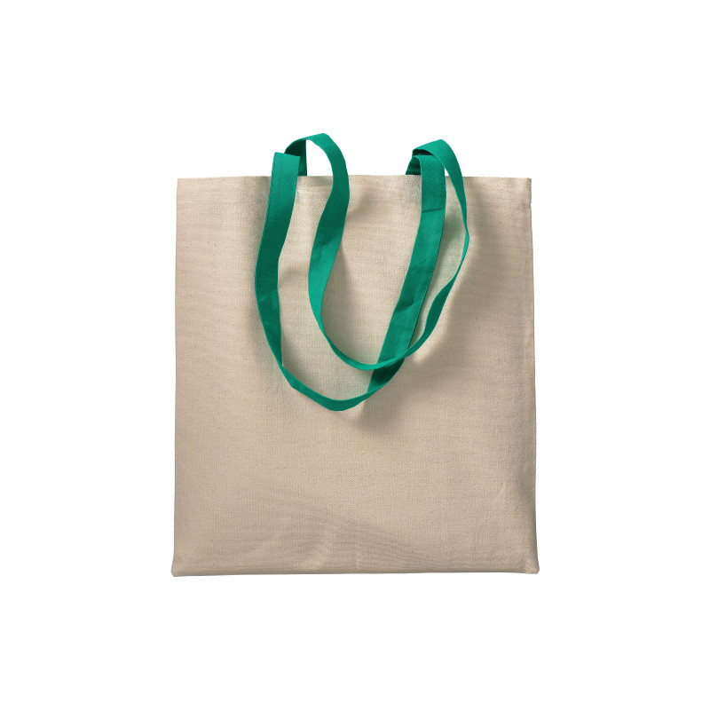 Bolsa de algodón natural (220 g/m2), asas largas de colores