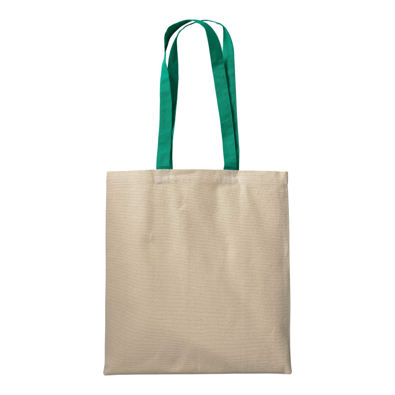 Bolsa de algodón natural (220 g/m2), asas largas de colores