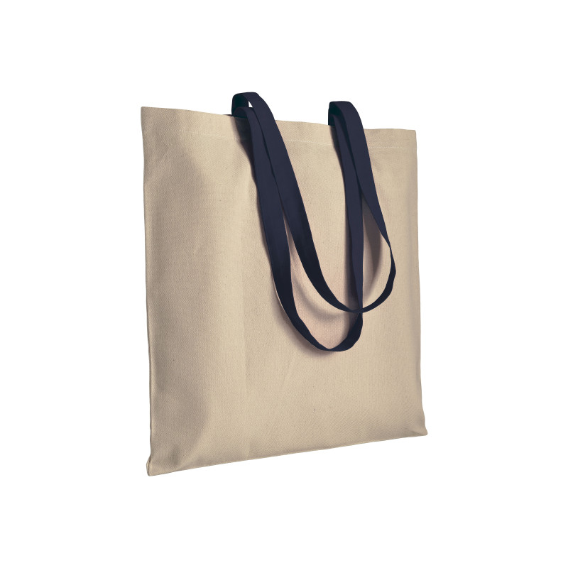 Bolsa de algodón natural (220 g/m2), asas largas de colores