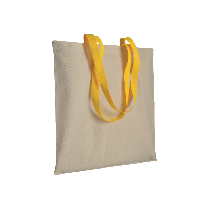Bolsa de algodón natural (220 g/m2), asas largas de colores