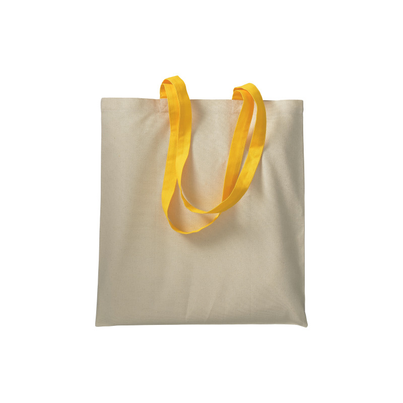 Bolsa de algodón natural (220 g/m2), asas largas de colores