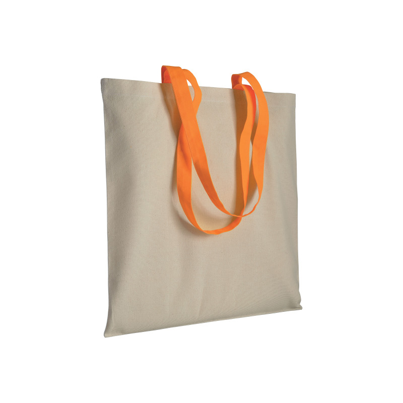 Bolsa de algodón natural (220 g/m2), asas largas de colores