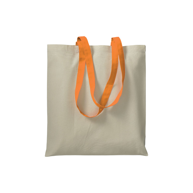 Bolsa de algodón natural (220 g/m2), asas largas de colores