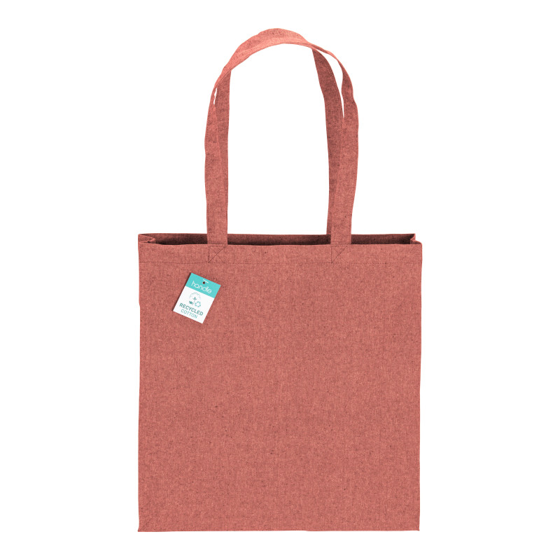 Bolsa de algodón reciclado de 190 g/m2, asas largas y fuelle