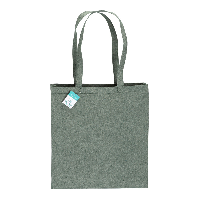 Bolsa de algodón reciclado de 190 g/m2, asas largas y fuelle