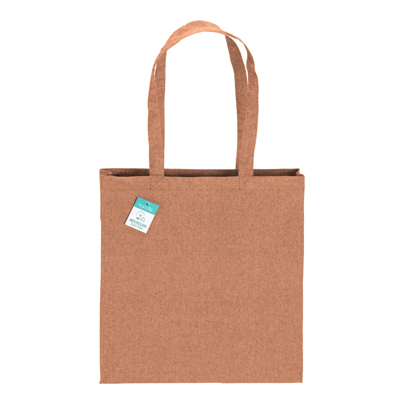 Bolsa de algodón reciclado de 190 g/m2, asas largas y fuelle