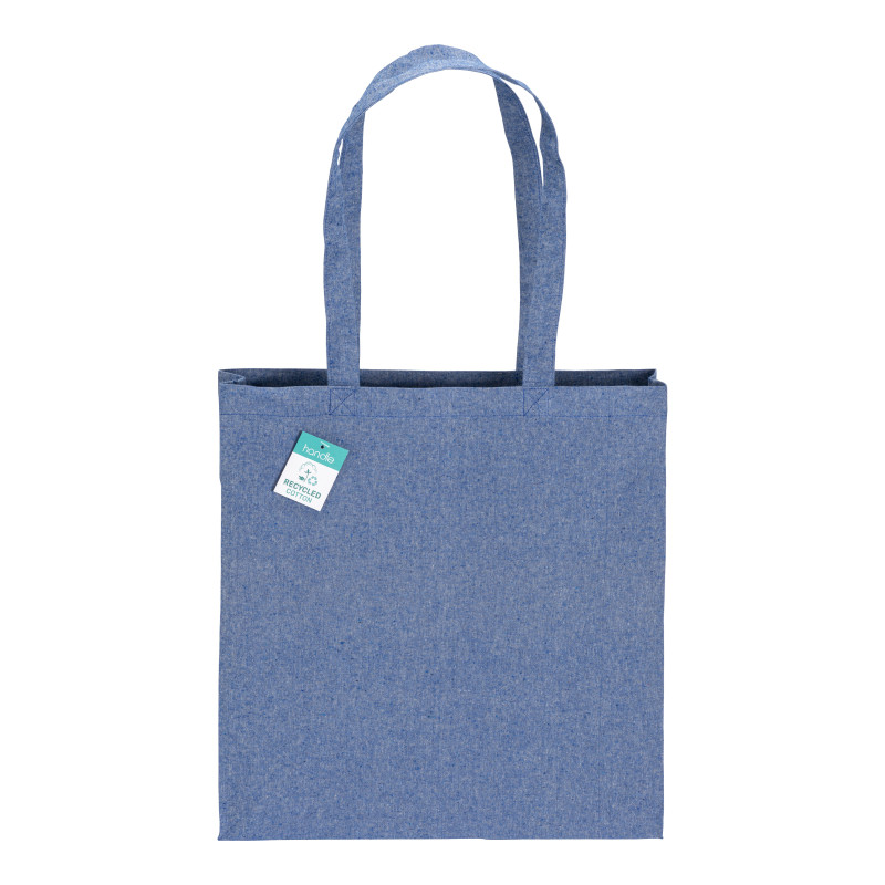 Bolsa de algodón reciclado de 190 g/m2, asas largas y fuelle