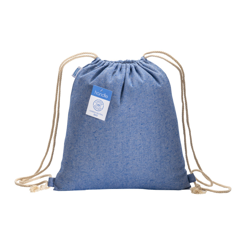 Mochila de 280 gr/m2 de algodón reciclado con efecto melange y cierre de cordón con ojal