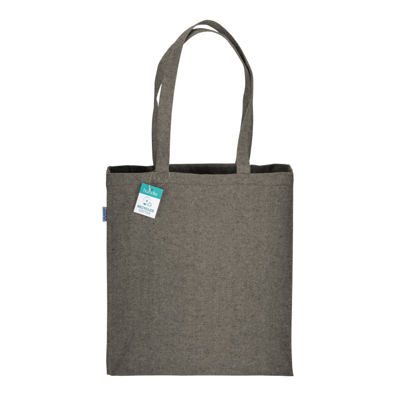 Bolsa de algodón reciclado 280 g/m2, asas largas y fuelle