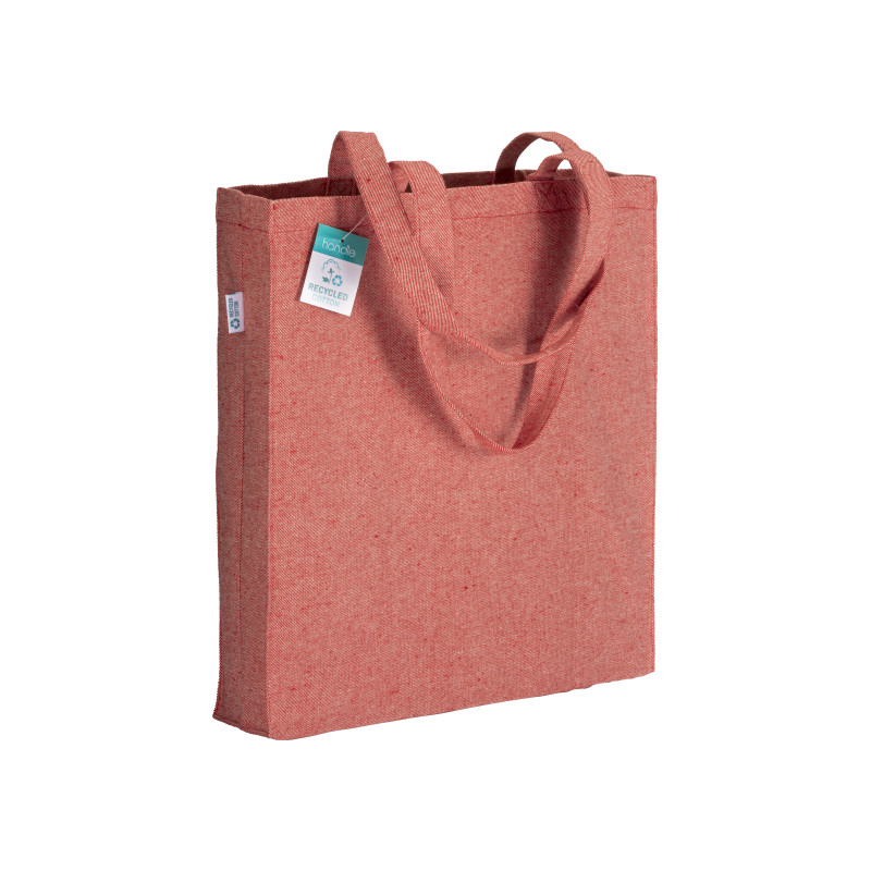 Bolsa de algodón reciclado 280 g/m2, asas largas y fuelle