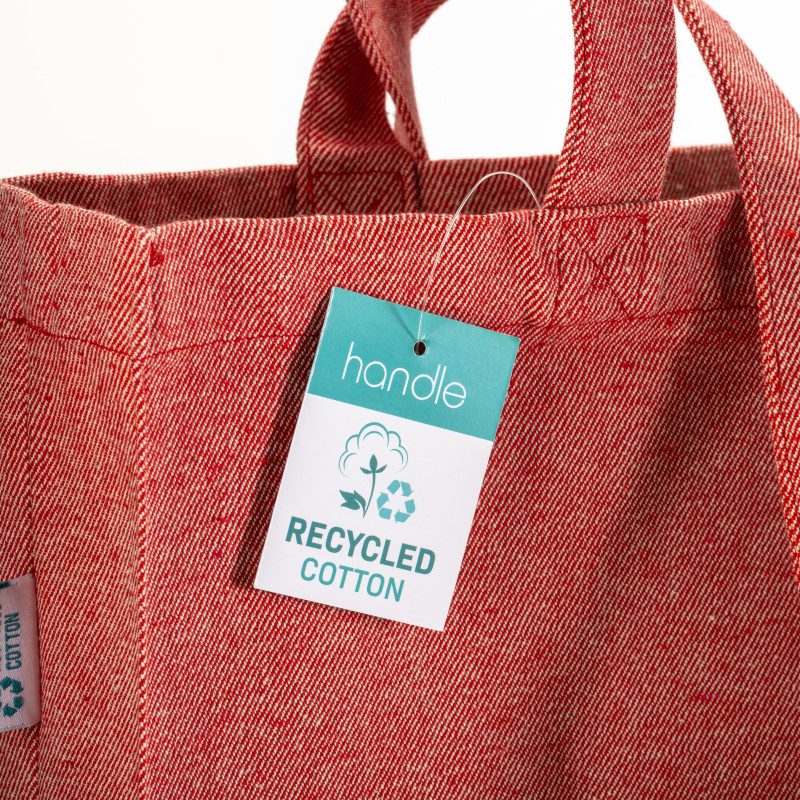 Bolsa de algodón reciclado 280 g/m2, asas largas y fuelle