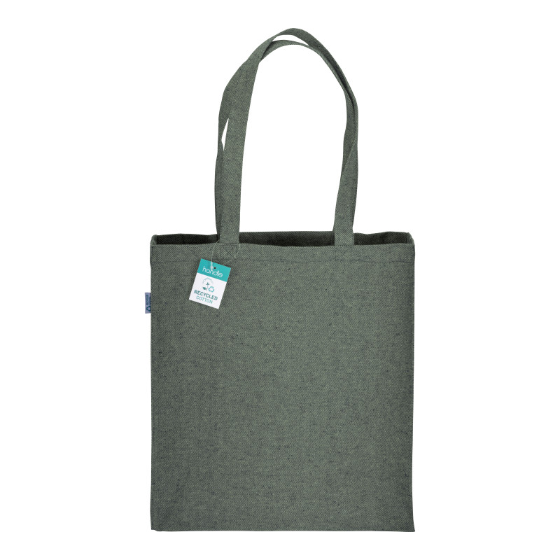 Bolsa de algodón reciclado 280 g/m2, asas largas y fuelle
