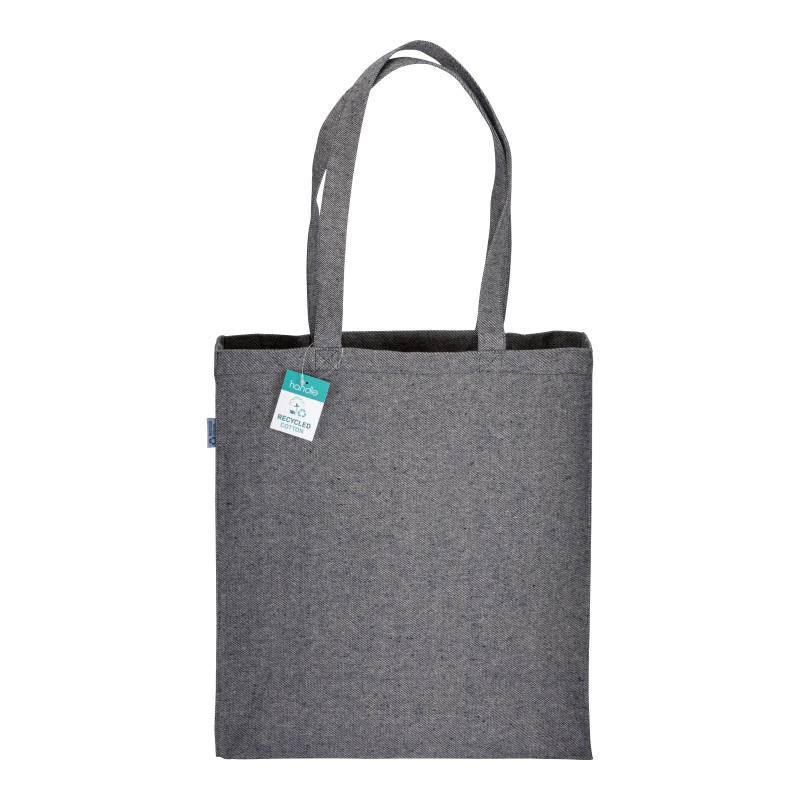 Bolsa de algodón reciclado 280 g/m2, asas largas y fuelle