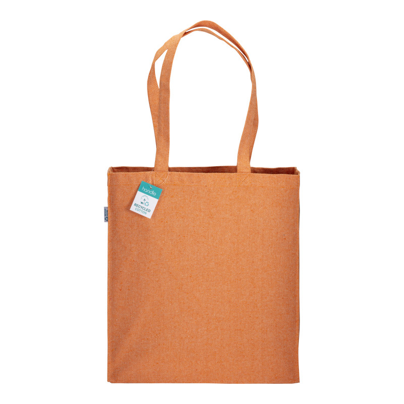 Bolsa de algodón reciclado 280 g/m2, asas largas y fuelle