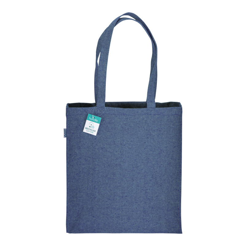 Bolsa de algodón reciclado 280 g/m2, asas largas y fuelle