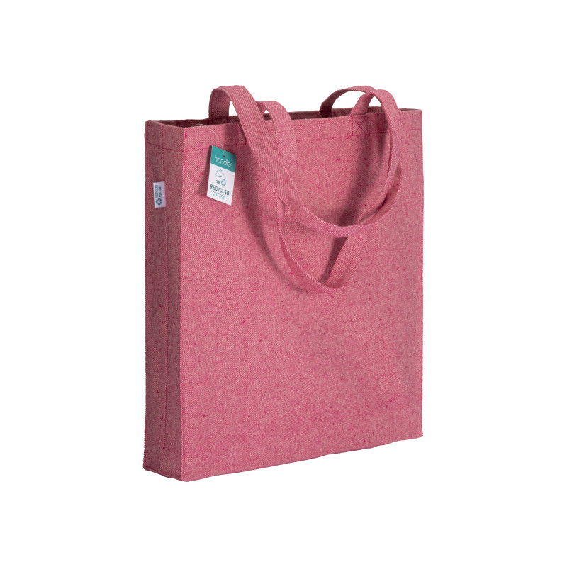 Bolsa de algodón reciclado 280 g/m2, asas largas y fuelle