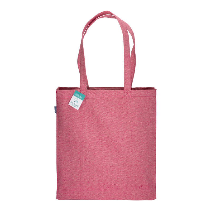 Bolsa de algodón reciclado 280 g/m2, asas largas y fuelle