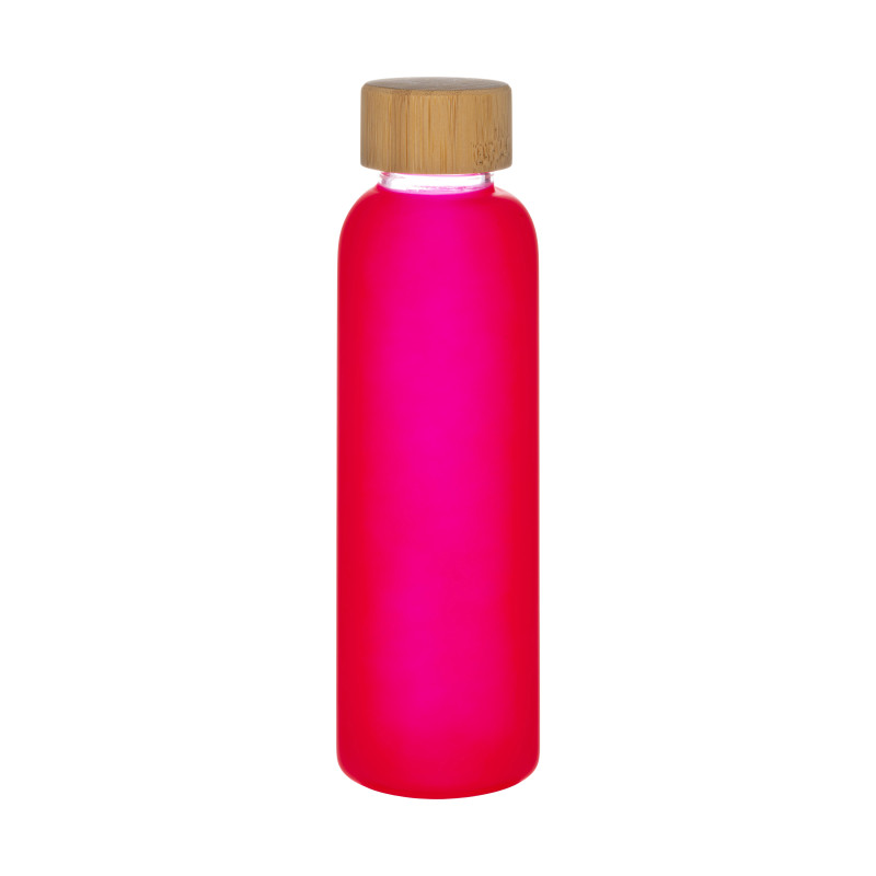 Botella de vidrio esmerilado y tapón de bambú, capacidad de 500 ml
