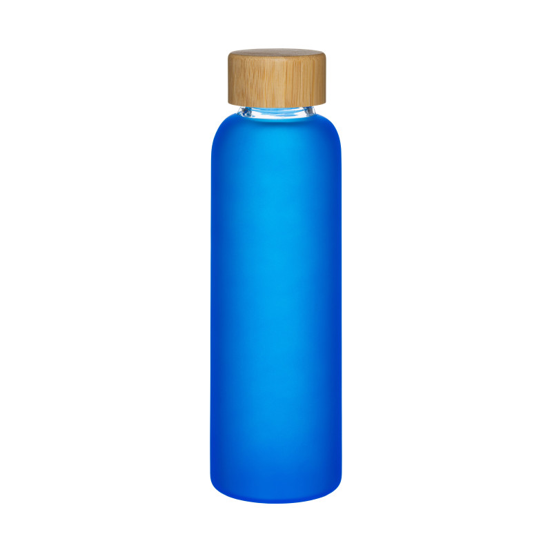 Botella de vidrio esmerilado y tapón de bambú, capacidad de 500 ml