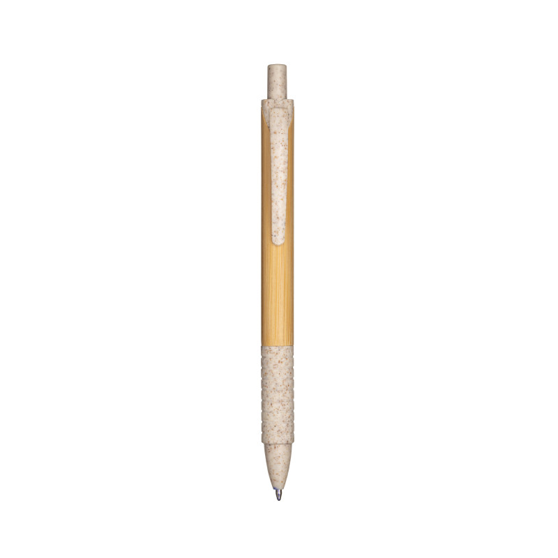 Bolígrafo clicker de bambú y paja de trigo