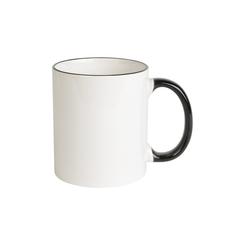Taza blanca de cerámica con bordo y asa colorados (caja) (0,32 L) (sublimación)