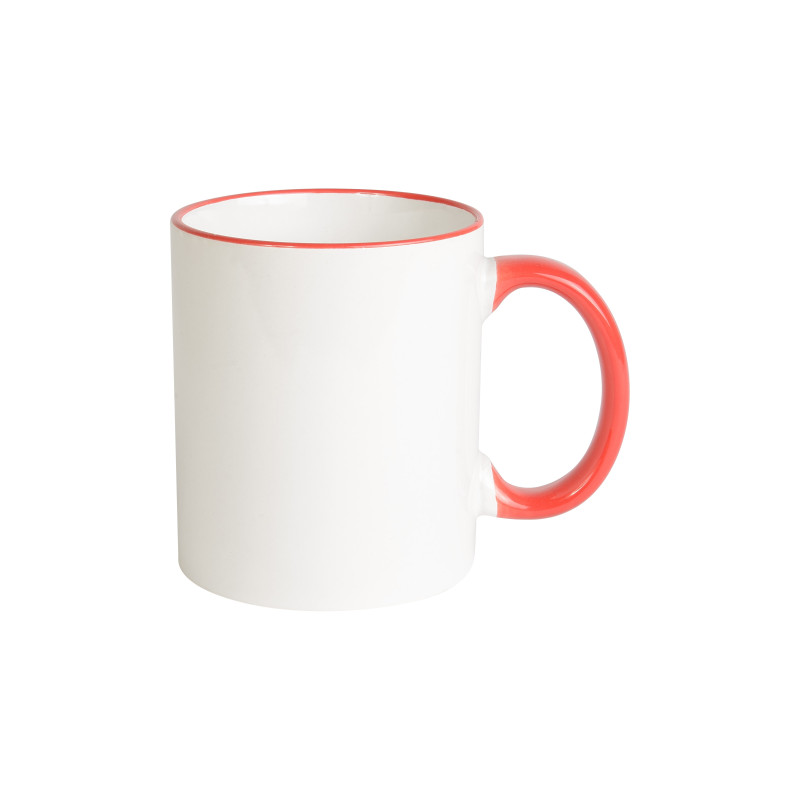 Taza blanca de cerámica con bordo y asa colorados (caja) (0,32 L) (sublimación)