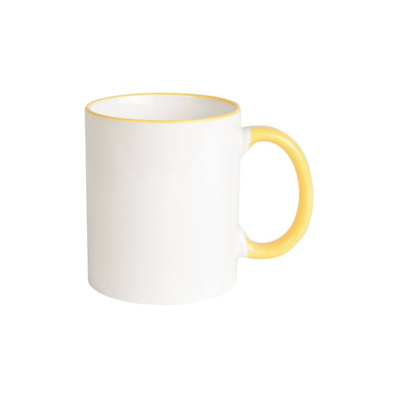 Taza blanca de cerámica con bordo y asa colorados (caja) (0,32 L) (sublimación)