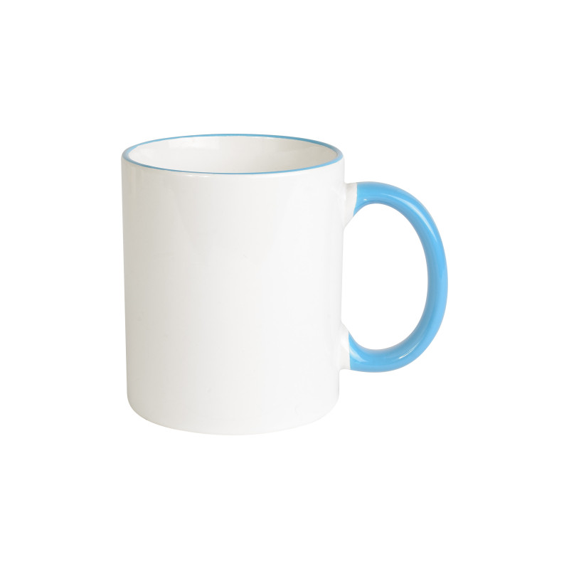 Taza blanca de cerámica con bordo y asa colorados (caja) (0,32 L) (sublimación)