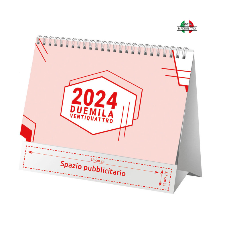 Calendario de mesa mensual 2024. Textos en italiano