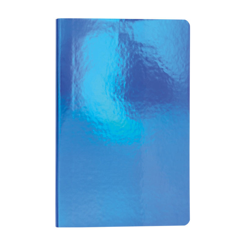 Cuaderno a rayas con funda iridiscente con papel color marfil