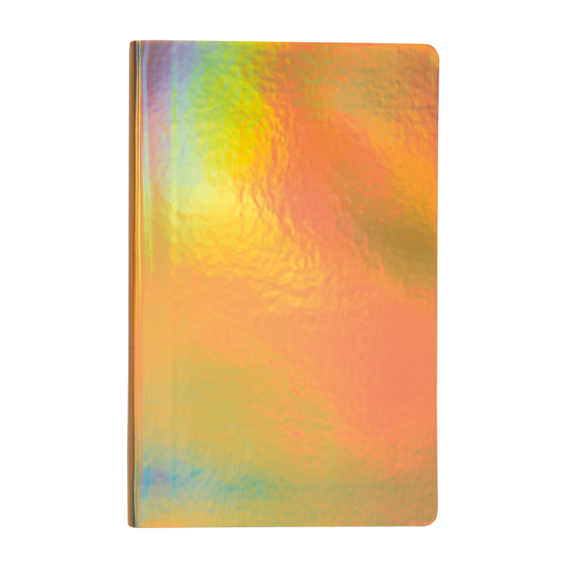 Cuaderno a rayas con funda iridiscente con papel color marfil