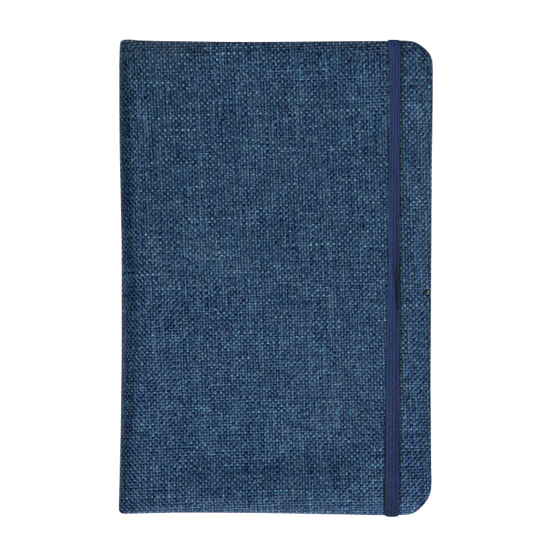Cuaderno con funda R-Pet, con elásticos, hojas forradas en blanco, 80 páginas, 9X14 cm