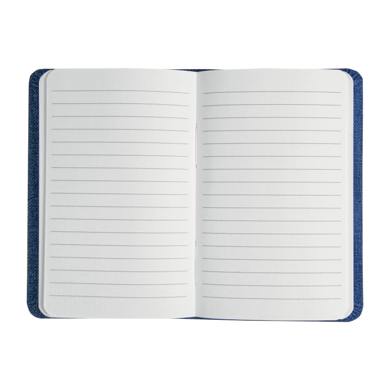 Cuaderno con funda R-Pet, con elásticos, hojas forradas en blanco, 80 páginas, 9X14 cm
