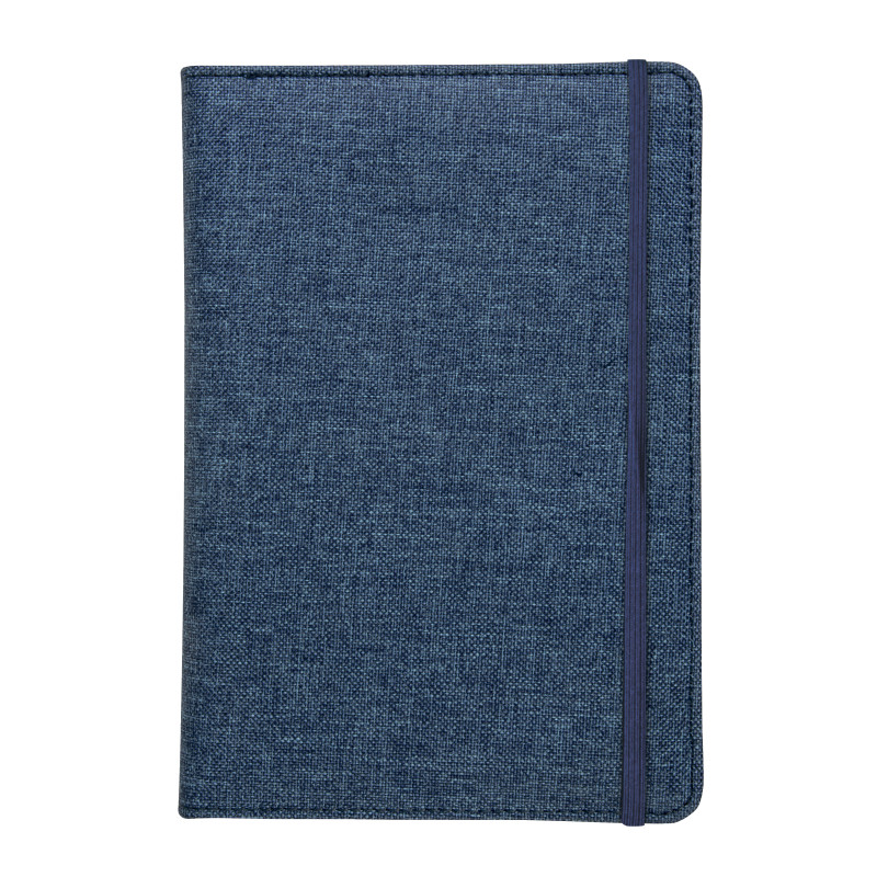 Cuaderno con funda R-Pet, con hojas elásticas, forradas en blanco, 80 páginas, 14,5X21 cm