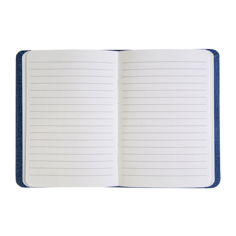 Cuaderno con funda R-Pet, con hojas elásticas, forradas en blanco, 80 páginas, 14,5X21 cm