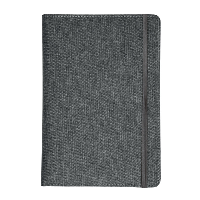 Cuaderno con funda R-Pet, con hojas elásticas, forradas en blanco, 80 páginas, 14,5X21 cm