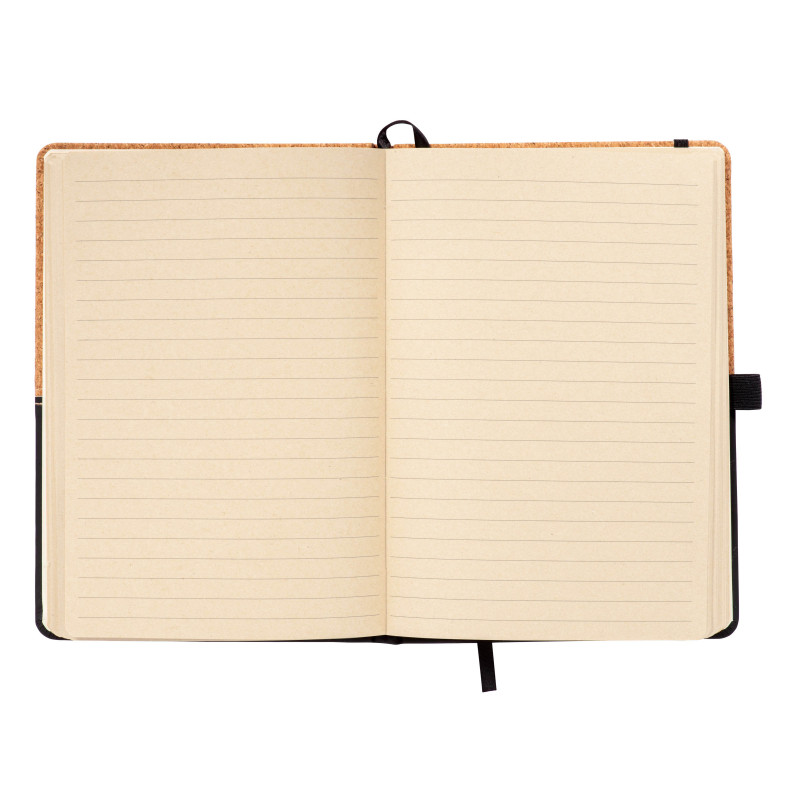 Cuaderno en corcho y PU, hojas rayadas 80 páginas. desde 70gr. en color marfil