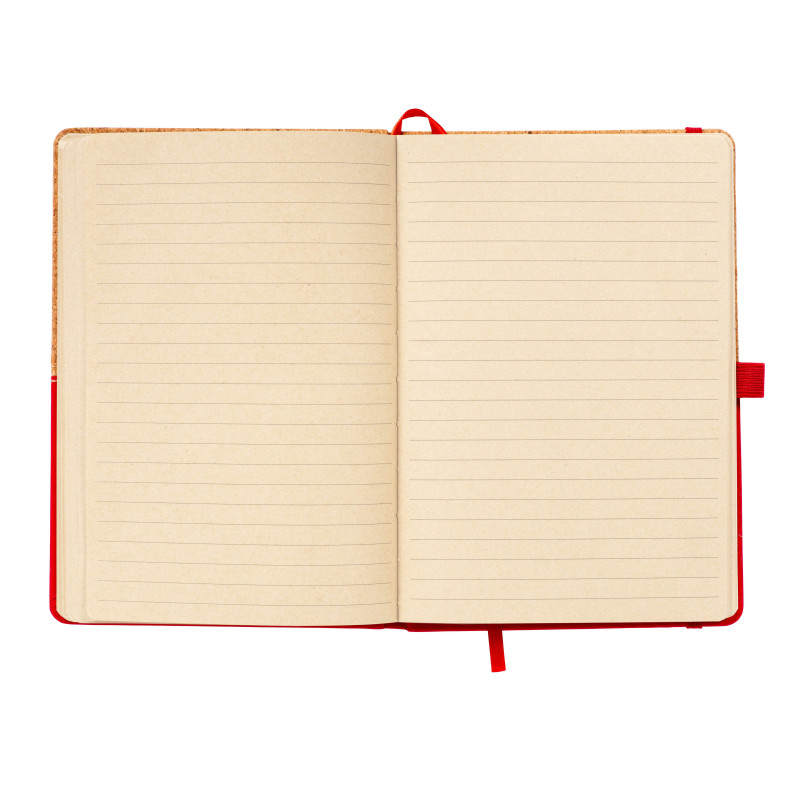 Cuaderno en corcho y PU, hojas rayadas 80 páginas. desde 70gr. en color marfil