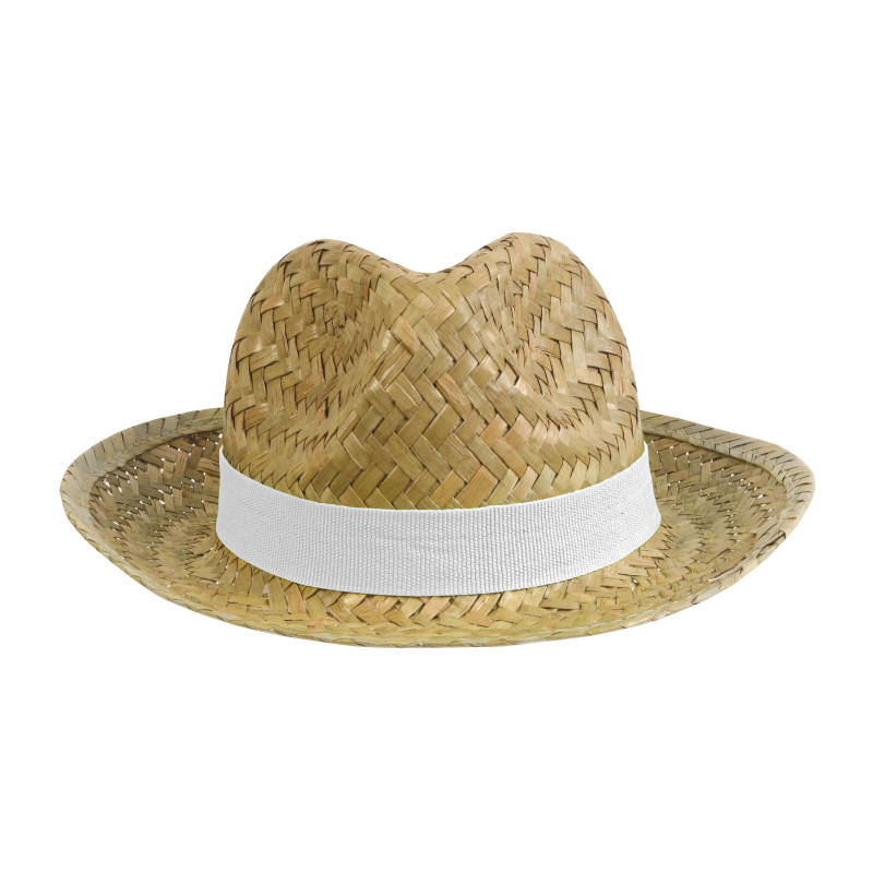 Sombrero de paja con banda elástica de 2,5 cm aplicable y personalizable.