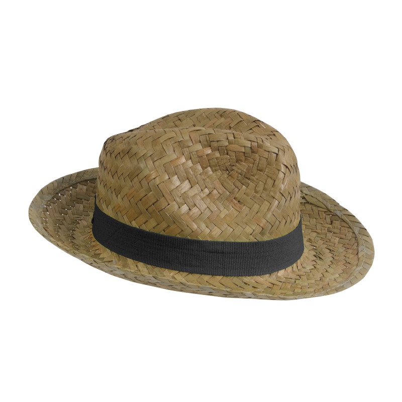 Sombrero de paja con banda elástica de 2,5 cm aplicable y personalizable.