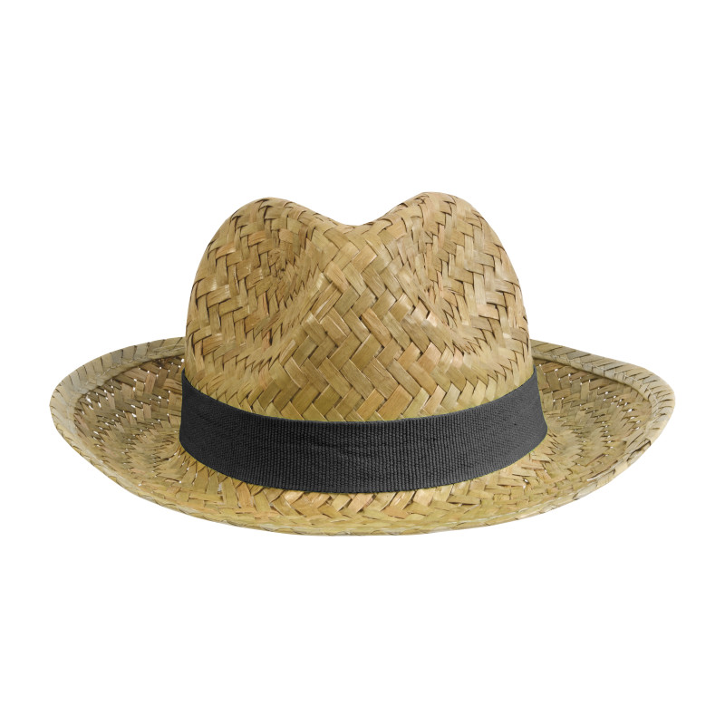 Sombrero de paja con banda elástica de 2,5 cm aplicable y personalizable.