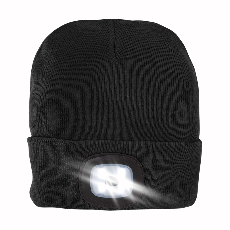 Gorro de lana 100% acrilico grueso con LED extraíble y recargable como USB. Caja individua