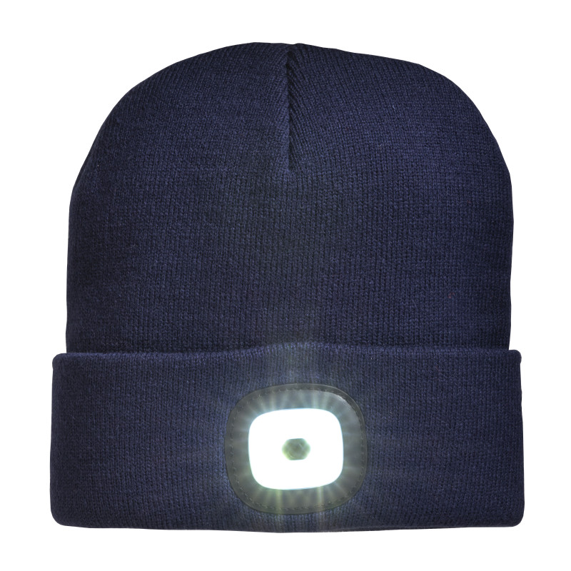 Gorro de lana 100% acrilico grueso con LED extraíble y recargable como USB. Caja individua