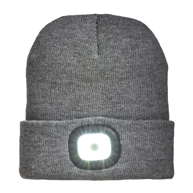 Gorro de lana 100% acrilico grueso con LED extraíble y recargable como USB. Caja individua