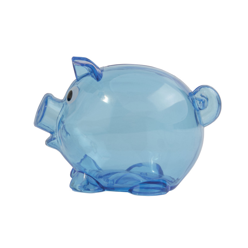 Hucha de plástico con forma de cerdito  reutilizable con tapa