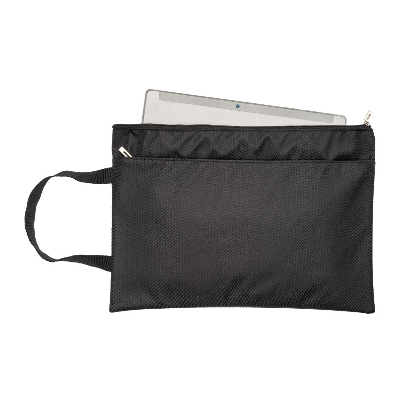Porta documentos de poliéster con bolsillo frontal